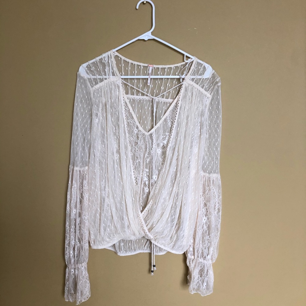 Free People Sheer Lace Blouse